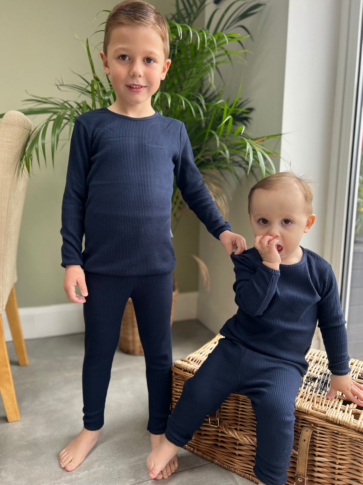 Navy Blue Ribbed Loungewear