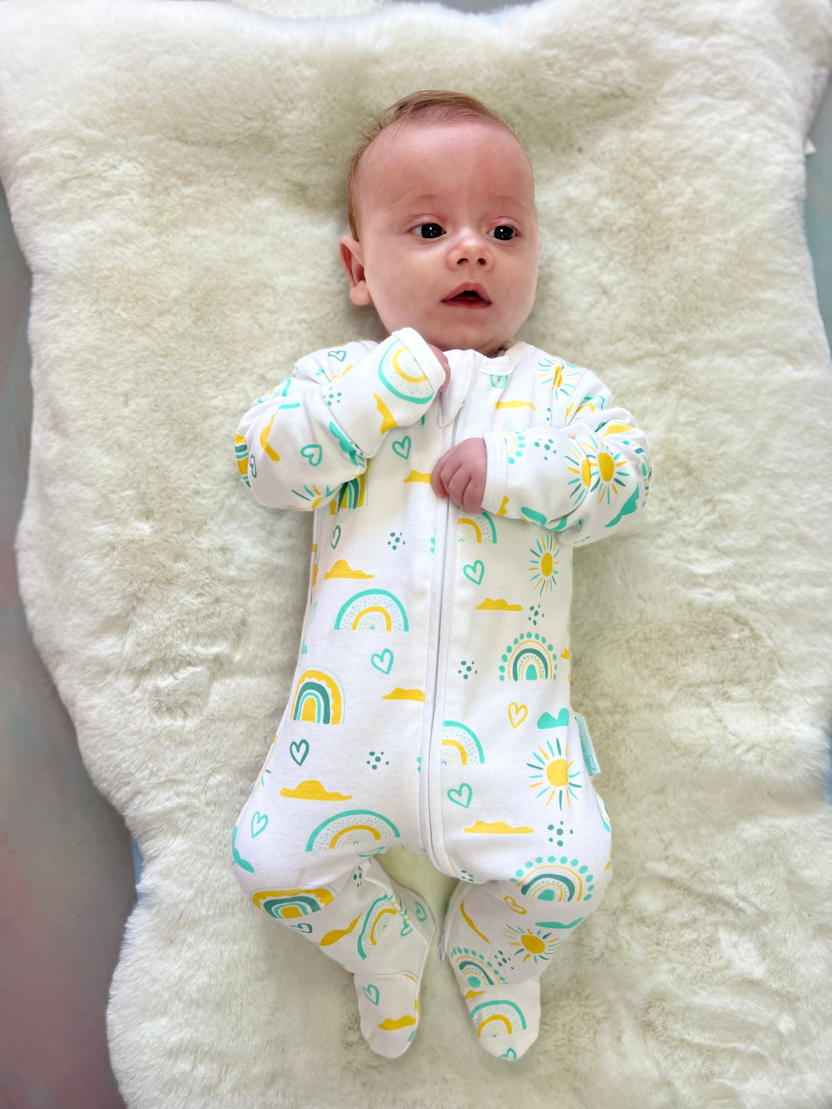 Organic cotton rainbow sleepsuit