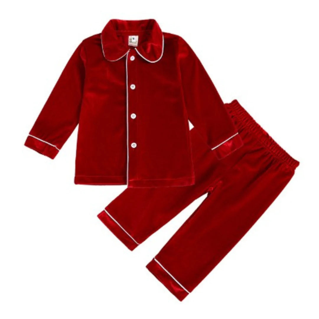 Boys Red Velvet Christmas Pj’s